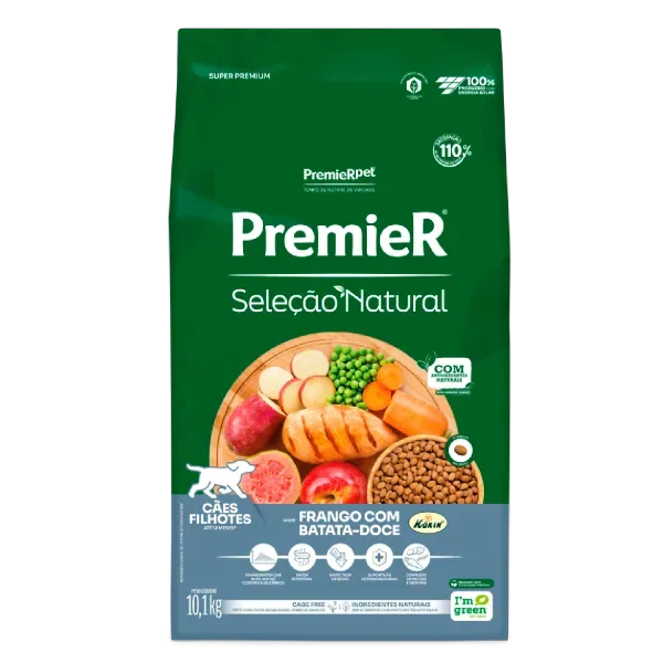 Ração Premier Seleção Natural Cães Filhotes Frango com Batata Doce 10,1 kg